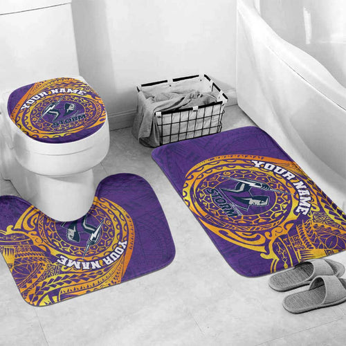 Personalized Melbourne Storm Bathroom Set Polynesian Tribal Chest and Sleeve Tattoo