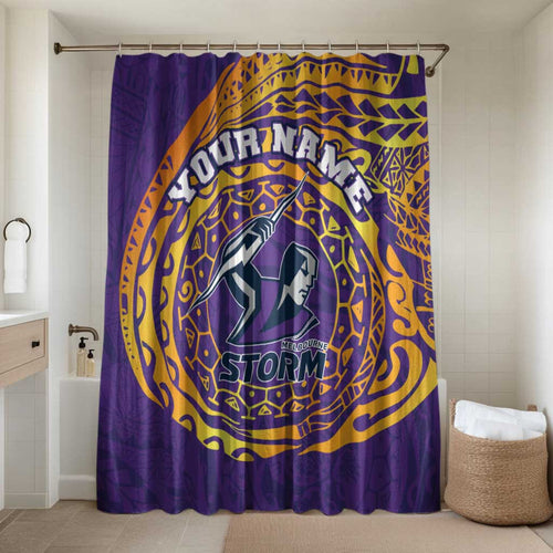 Personalized Melbourne Storm Bathroom Set Polynesian Tribal Chest and Sleeve Tattoo