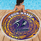 Personalized Melbourne Storm Beach Blanket Polynesian Tribal Chest and Sleeve Tattoo