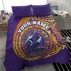Personalized Melbourne Storm Bedding Set Polynesian Tribal Chest and Sleeve Tattoo