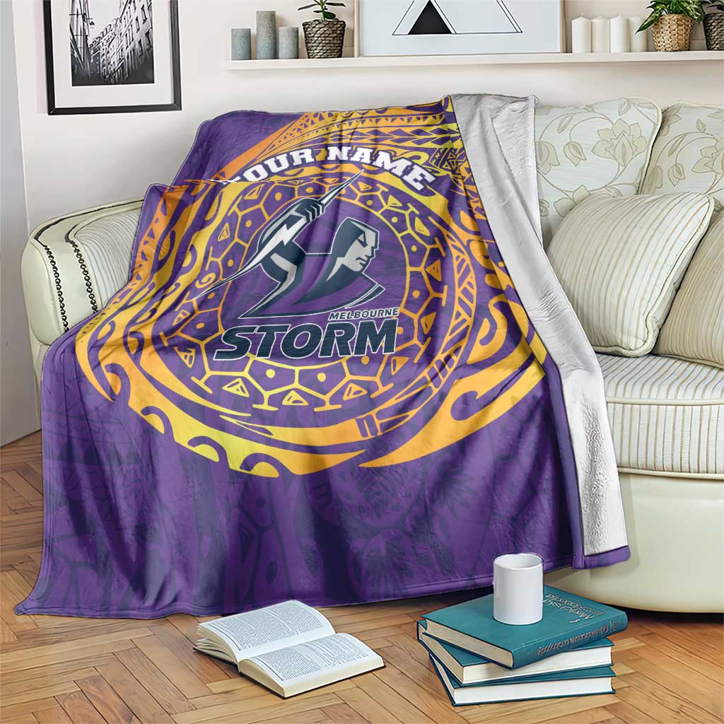 Personalized Melbourne Storm Blanket Polynesian Tribal Chest and Sleeve Tattoo