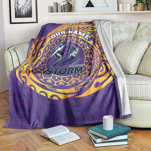 Personalized Melbourne Storm Blanket Polynesian Tribal Chest and Sleeve Tattoo