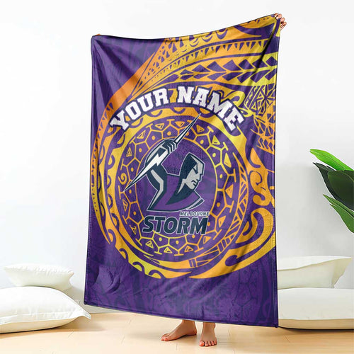 Personalized Melbourne Storm Blanket Polynesian Tribal Chest and Sleeve Tattoo