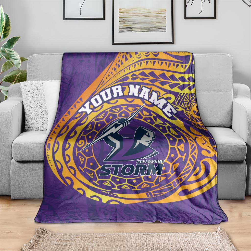 Personalized Melbourne Storm Blanket Polynesian Tribal Chest and Sleeve Tattoo