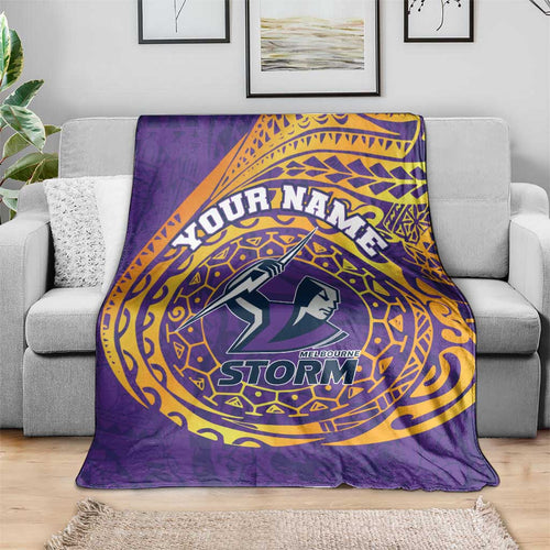 Personalized Melbourne Storm Blanket Polynesian Tribal Chest and Sleeve Tattoo