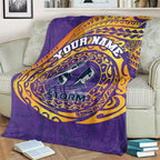 Personalized Melbourne Storm Blanket Polynesian Tribal Chest and Sleeve Tattoo