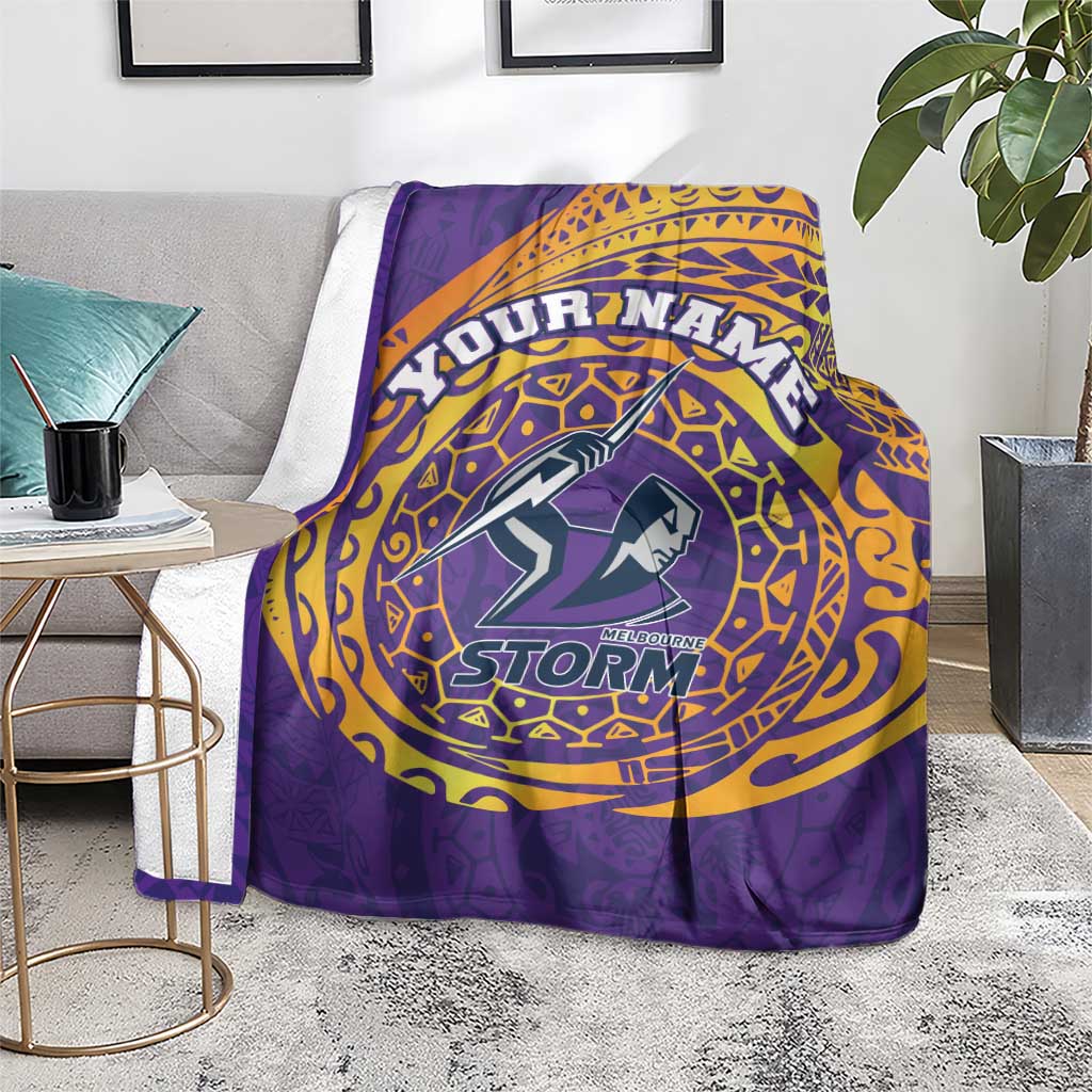 Personalized Melbourne Storm Blanket Polynesian Tribal Chest and Sleeve Tattoo