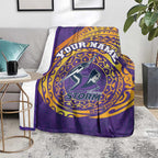 Personalized Melbourne Storm Blanket Polynesian Tribal Chest and Sleeve Tattoo