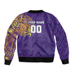 Personalized Melbourne Storm Bomber Jacket Polynesian Tribal Chest and Sleeve Tattoo