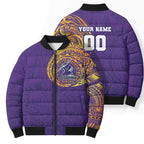 Personalized Melbourne Storm Bomber Puffer Jacket Polynesian Tribal Chest and Sleeve Tattoo