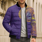 Personalized Melbourne Storm Bomber Puffer Jacket Polynesian Tribal Chest and Sleeve Tattoo