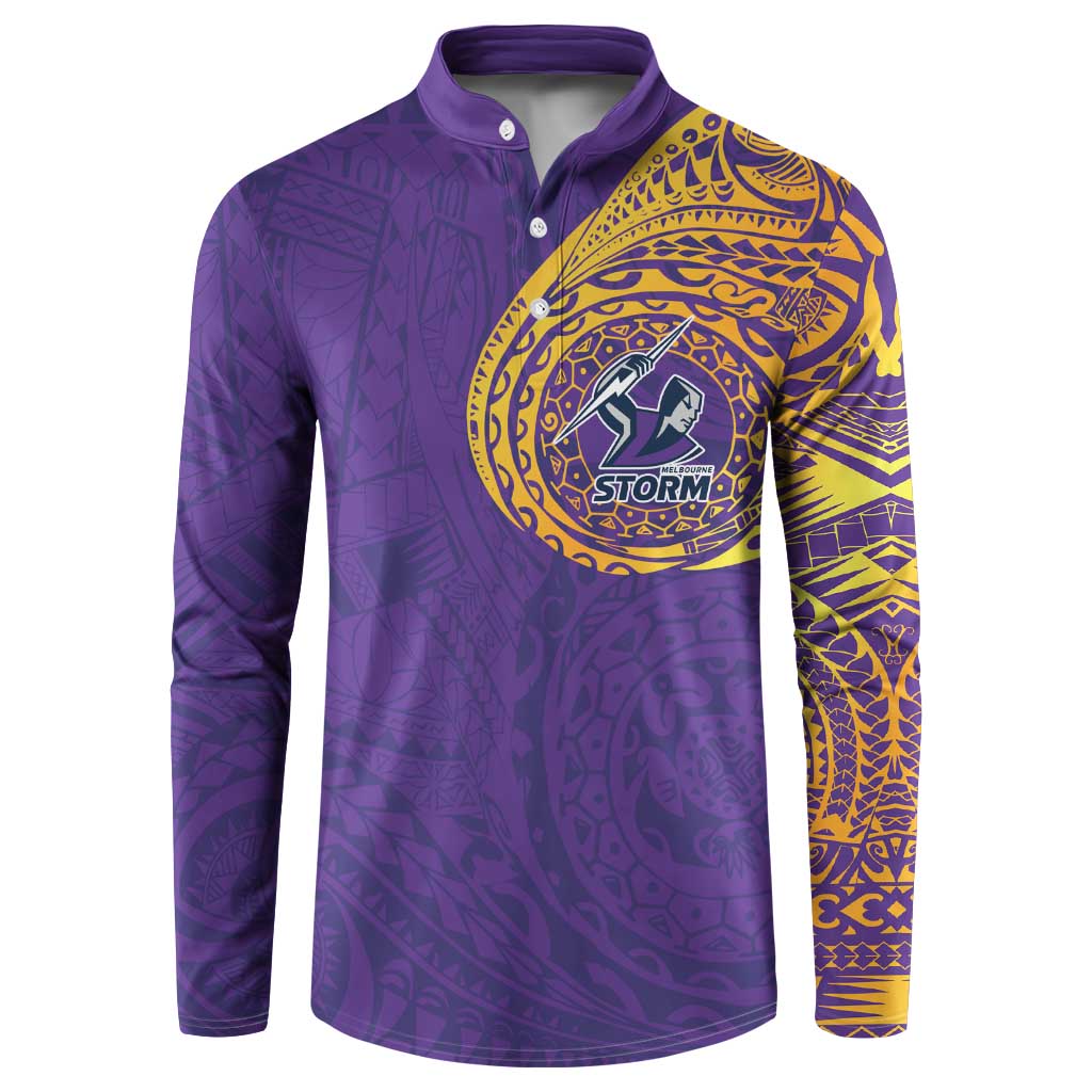 Personalized Melbourne Storm Button Sweatshirt Polynesian Tribal Chest and Sleeve Tattoo