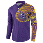 Personalized Melbourne Storm Button Sweatshirt Polynesian Tribal Chest and Sleeve Tattoo