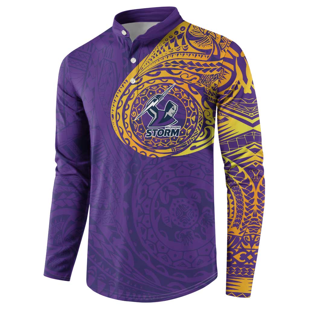 Personalized Melbourne Storm Button Sweatshirt Polynesian Tribal Chest and Sleeve Tattoo