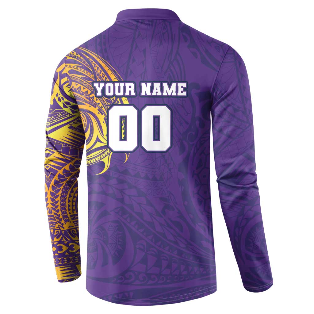 Personalized Melbourne Storm Button Sweatshirt Polynesian Tribal Chest and Sleeve Tattoo