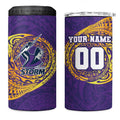 Personalized Melbourne Storm 4 in 1 Can Cooler Tumbler Polynesian Tribal Chest and Sleeve Tattoo