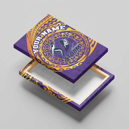 Personalized Melbourne Storm Canvas Wall Art Polynesian Tribal Chest and Sleeve Tattoo
