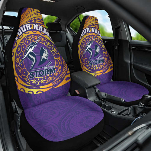 Personalized Melbourne Storm Car Seat Cover Polynesian Tribal Chest and Sleeve Tattoo