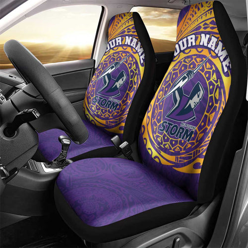 Personalized Melbourne Storm Car Seat Cover Polynesian Tribal Chest and Sleeve Tattoo