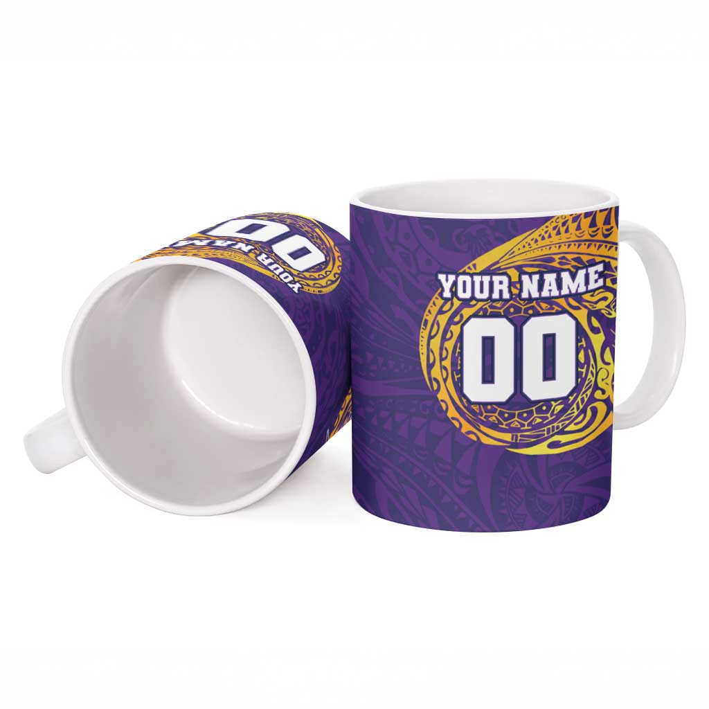 Personalized Melbourne Storm Ceramic Mug Polynesian Tribal Chest and Sleeve Tattoo