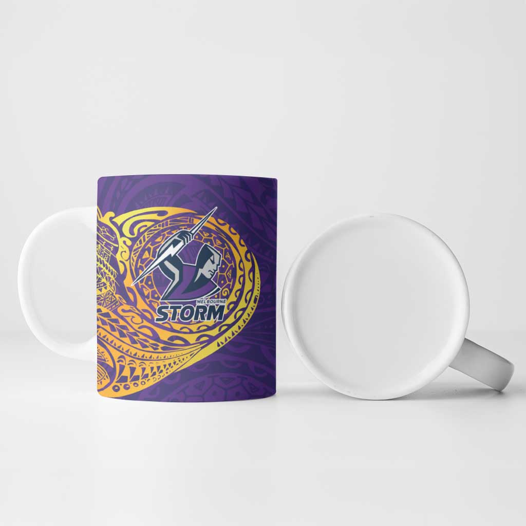Personalized Melbourne Storm Ceramic Mug Polynesian Tribal Chest and Sleeve Tattoo