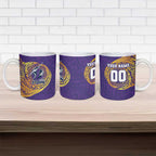 Personalized Melbourne Storm Ceramic Mug Polynesian Tribal Chest and Sleeve Tattoo