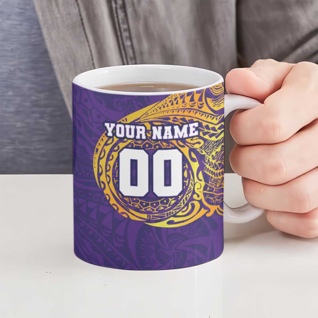 Personalized Melbourne Storm Ceramic Mug Polynesian Tribal Chest and Sleeve Tattoo