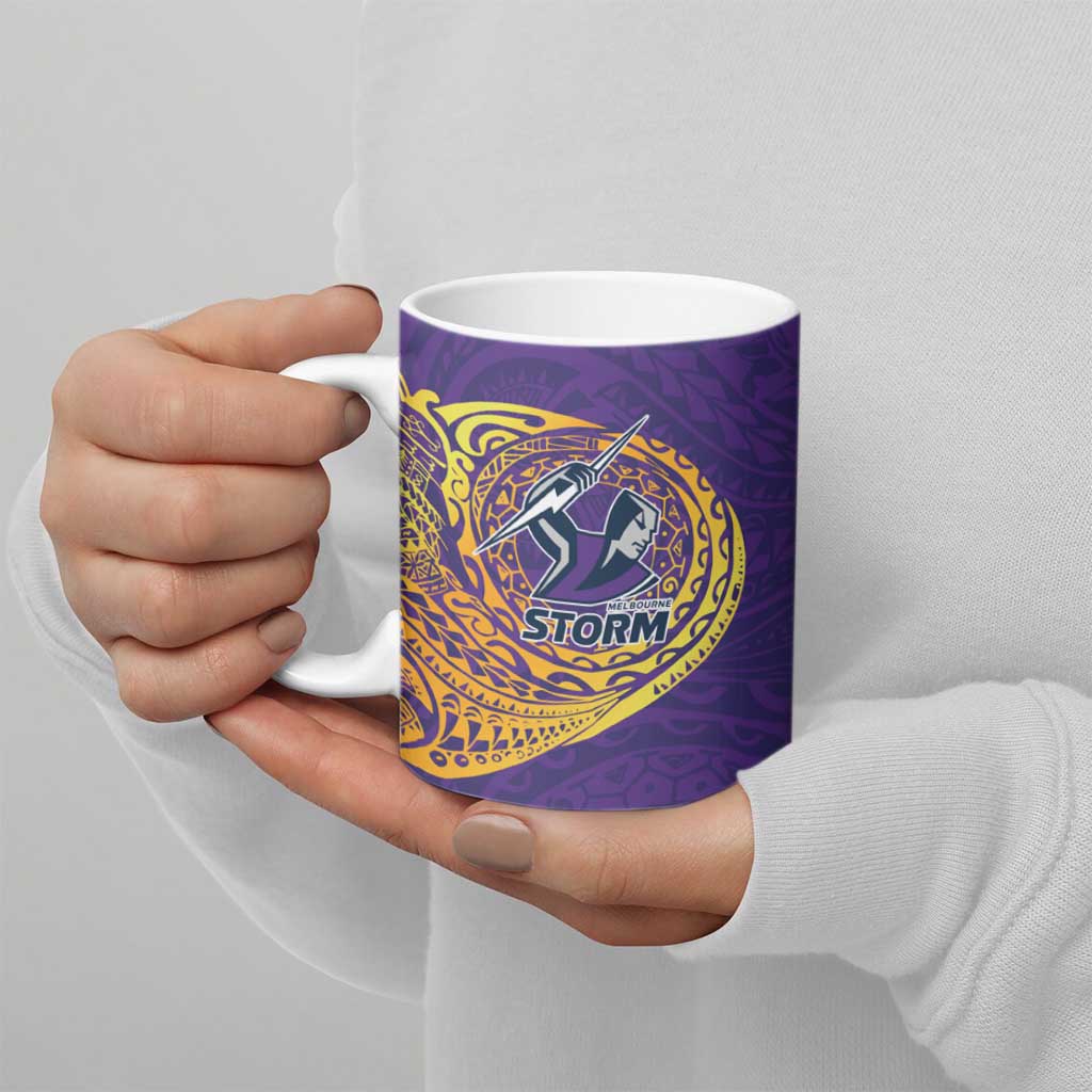 Personalized Melbourne Storm Ceramic Mug Polynesian Tribal Chest and Sleeve Tattoo