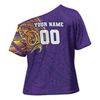 Personalized Melbourne Storm Cross Shoulder Shirt Polynesian Tribal Chest and Sleeve Tattoo