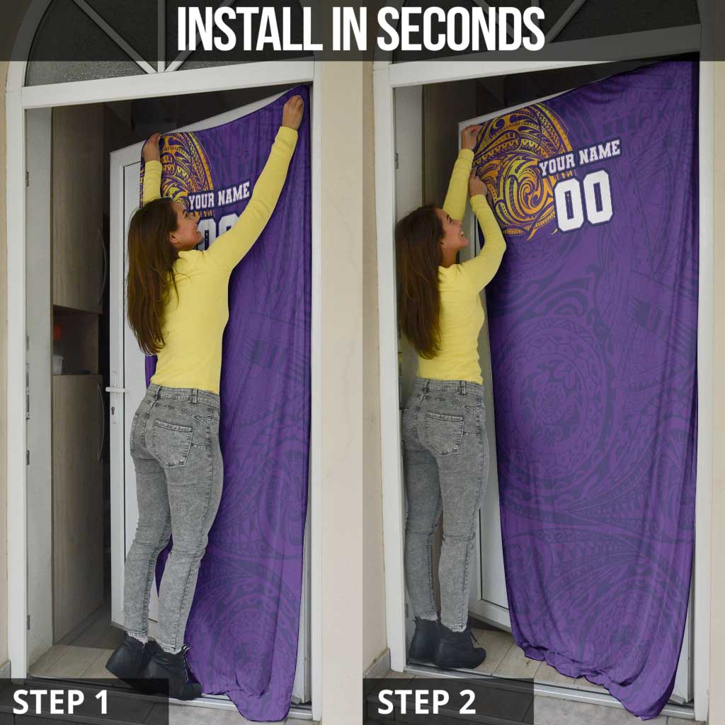 Personalized Melbourne Storm Door Cover Polynesian Tribal Chest and Sleeve Tattoo