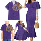 Personalized Melbourne Storm Family Matching Mermaid Dress and Hawaiian Shirt Polynesian Tribal Chest and Sleeve Tattoo
