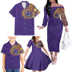 Personalized Melbourne Storm Family Matching Off The Shoulder Long Sleeve Dress and Hawaiian Shirt Polynesian Tribal Chest and Sleeve Tattoo