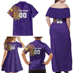 Personalized Melbourne Storm Family Matching Off Shoulder Maxi Dress and Hawaiian Shirt Polynesian Tribal Chest and Sleeve Tattoo