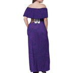Personalized Melbourne Storm Family Matching Off Shoulder Maxi Dress and Hawaiian Shirt Polynesian Tribal Chest and Sleeve Tattoo