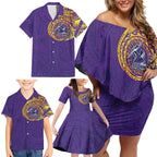 Personalized Melbourne Storm Family Matching Off Shoulder Short Dress and Hawaiian Shirt Polynesian Tribal Chest and Sleeve Tattoo