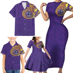 Personalized Melbourne Storm Family Matching Short Sleeve Bodycon Dress and Hawaiian Shirt Polynesian Tribal Chest and Sleeve Tattoo