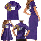 Personalized Melbourne Storm Family Matching Short Sleeve Bodycon Dress and Hawaiian Shirt Polynesian Tribal Chest and Sleeve Tattoo
