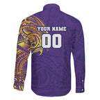 Personalized Melbourne Storm Family Matching Summer Maxi Dress and Hawaiian Shirt Polynesian Tribal Chest and Sleeve Tattoo