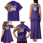 Personalized Melbourne Storm Family Matching Tank Maxi Dress and Hawaiian Shirt Polynesian Tribal Chest and Sleeve Tattoo