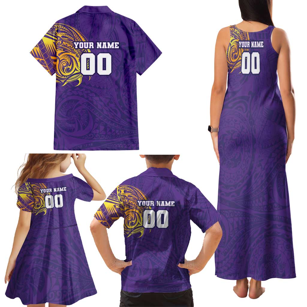 Personalized Melbourne Storm Family Matching Tank Maxi Dress and Hawaiian Shirt Polynesian Tribal Chest and Sleeve Tattoo