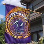 Personalized Melbourne Storm Garden Flag Polynesian Tribal Chest and Sleeve Tattoo