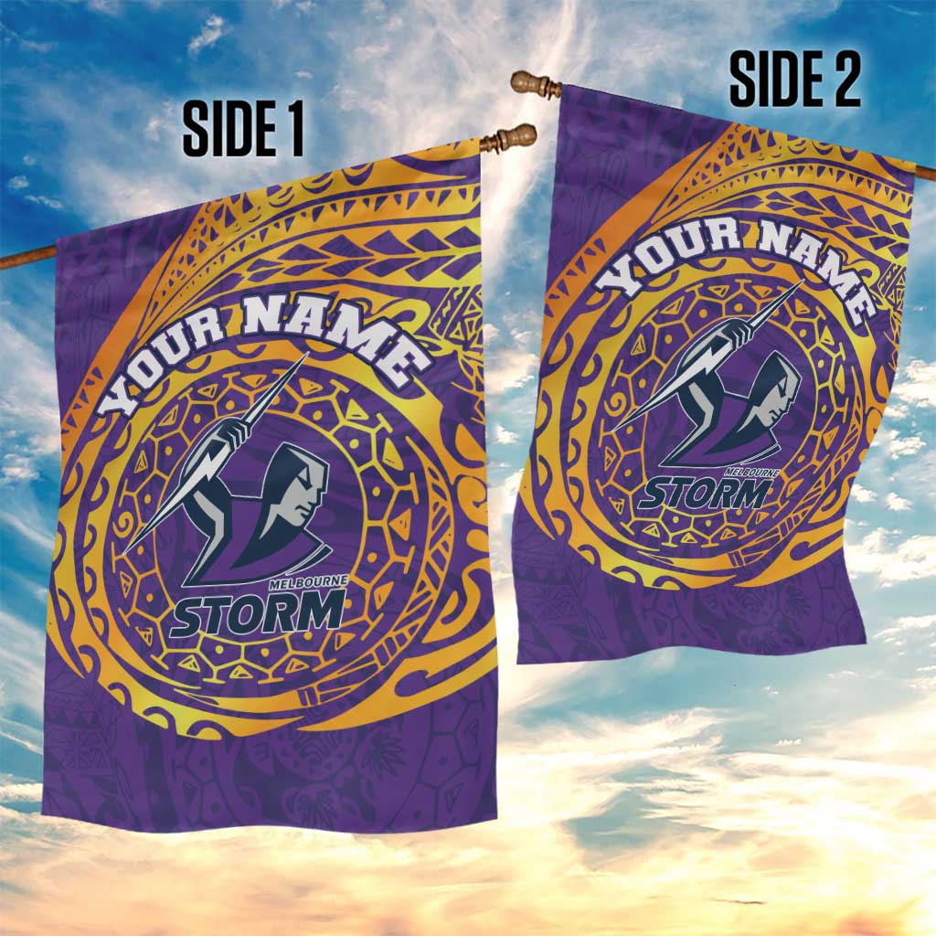 Personalized Melbourne Storm Garden Flag Polynesian Tribal Chest and Sleeve Tattoo