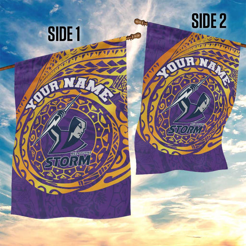 Personalized Melbourne Storm Garden Flag Polynesian Tribal Chest and Sleeve Tattoo