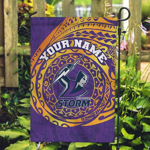 Personalized Melbourne Storm Garden Flag Polynesian Tribal Chest and Sleeve Tattoo