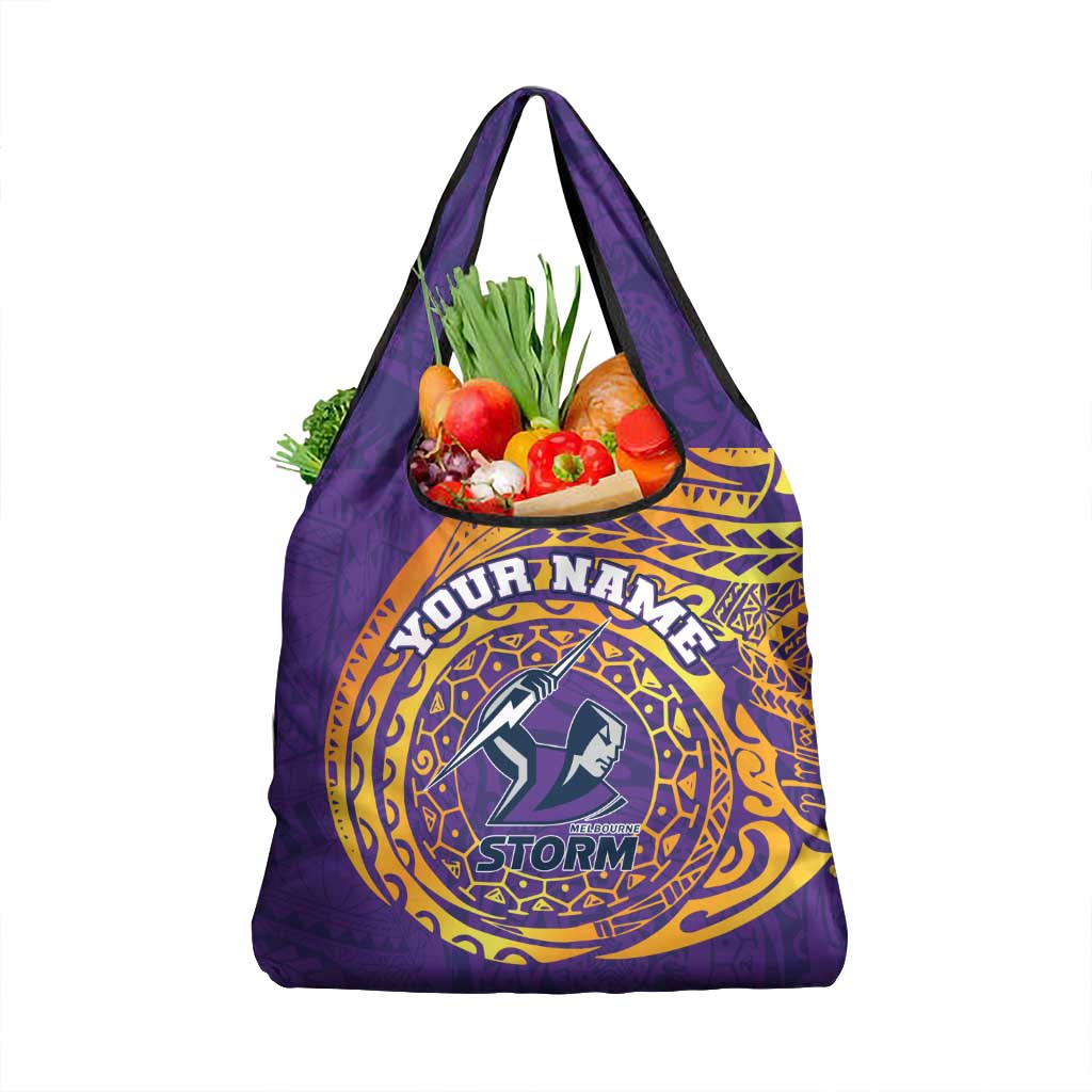 Personalized Melbourne Storm Grocery Bag Polynesian Tribal Chest and Sleeve Tattoo