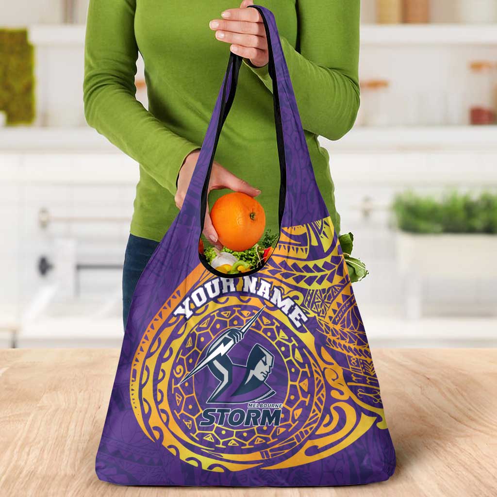 Personalized Melbourne Storm Grocery Bag Polynesian Tribal Chest and Sleeve Tattoo