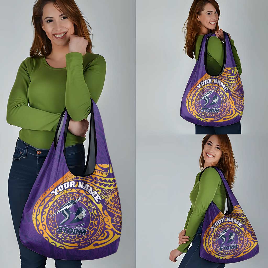 Personalized Melbourne Storm Grocery Bag Polynesian Tribal Chest and Sleeve Tattoo
