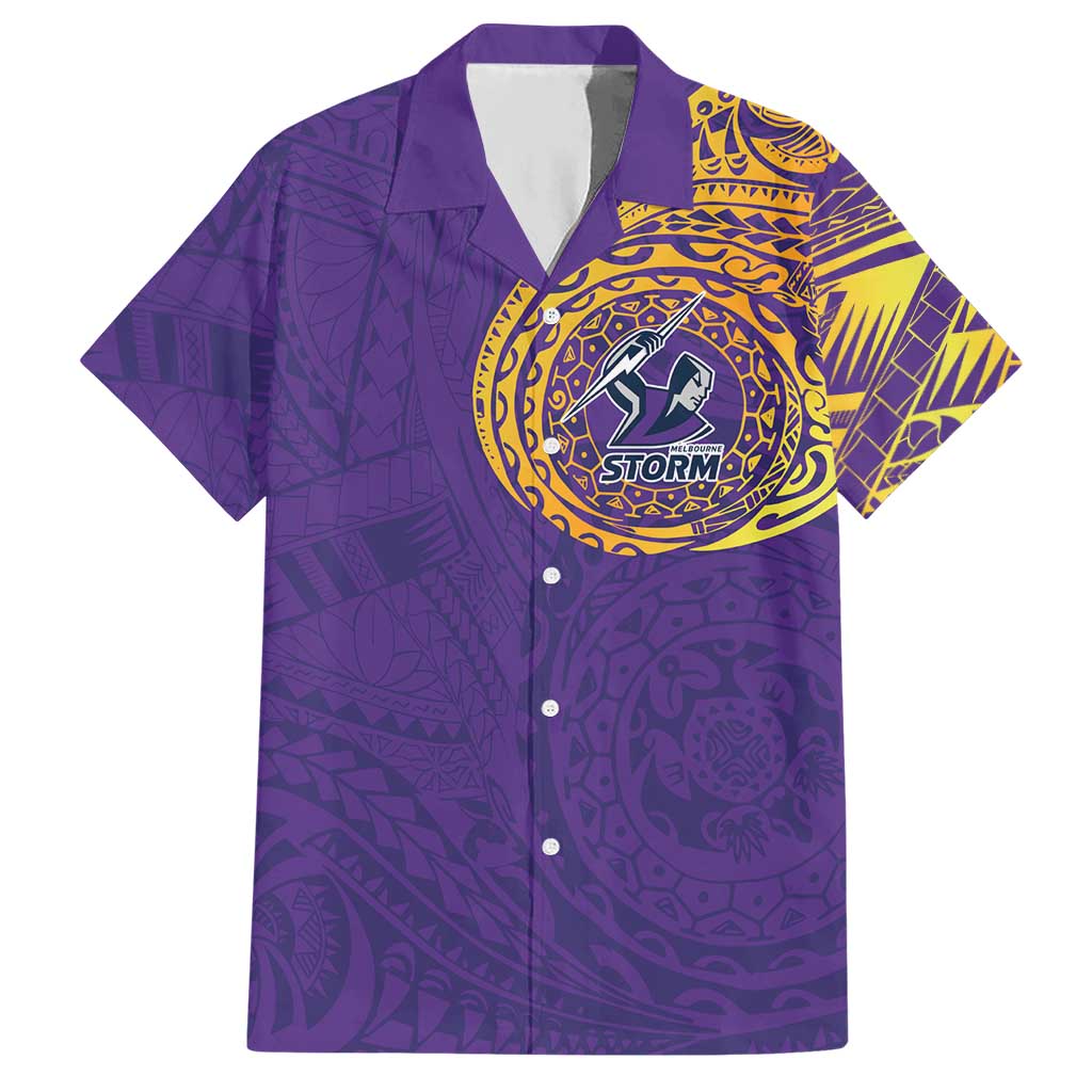 Personalized Melbourne Storm Hawaiian Shirt Polynesian Tribal Chest and Sleeve Tattoo