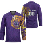 Personalized Melbourne Storm Hockey Jersey Polynesian Tribal Chest and Sleeve Tattoo