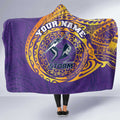 Personalized Melbourne Storm Hooded Blanket Polynesian Tribal Chest and Sleeve Tattoo